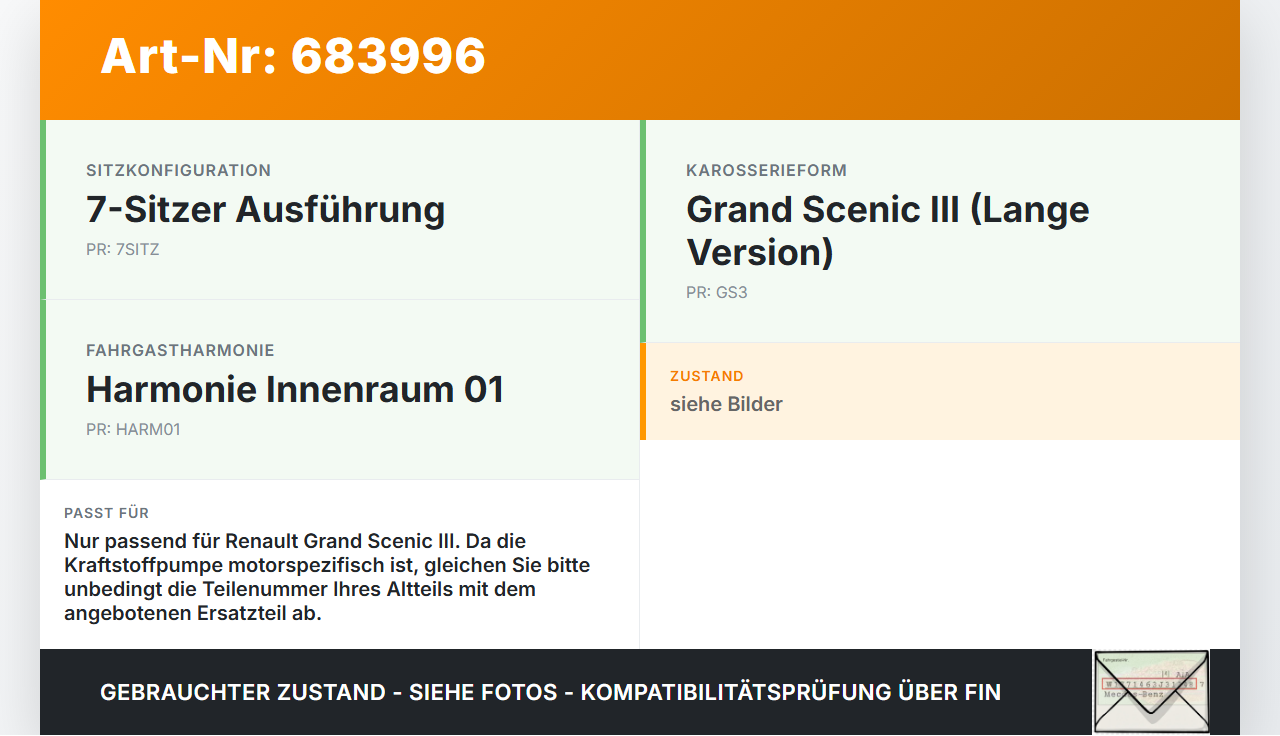 Renault Grand Scenic III JZ 09-12 1,4 TCE 130 96KW Kraftstoffpumpe Kraftstoff Förderpumpe Tankgeber Renault Grand... Vorschau 3