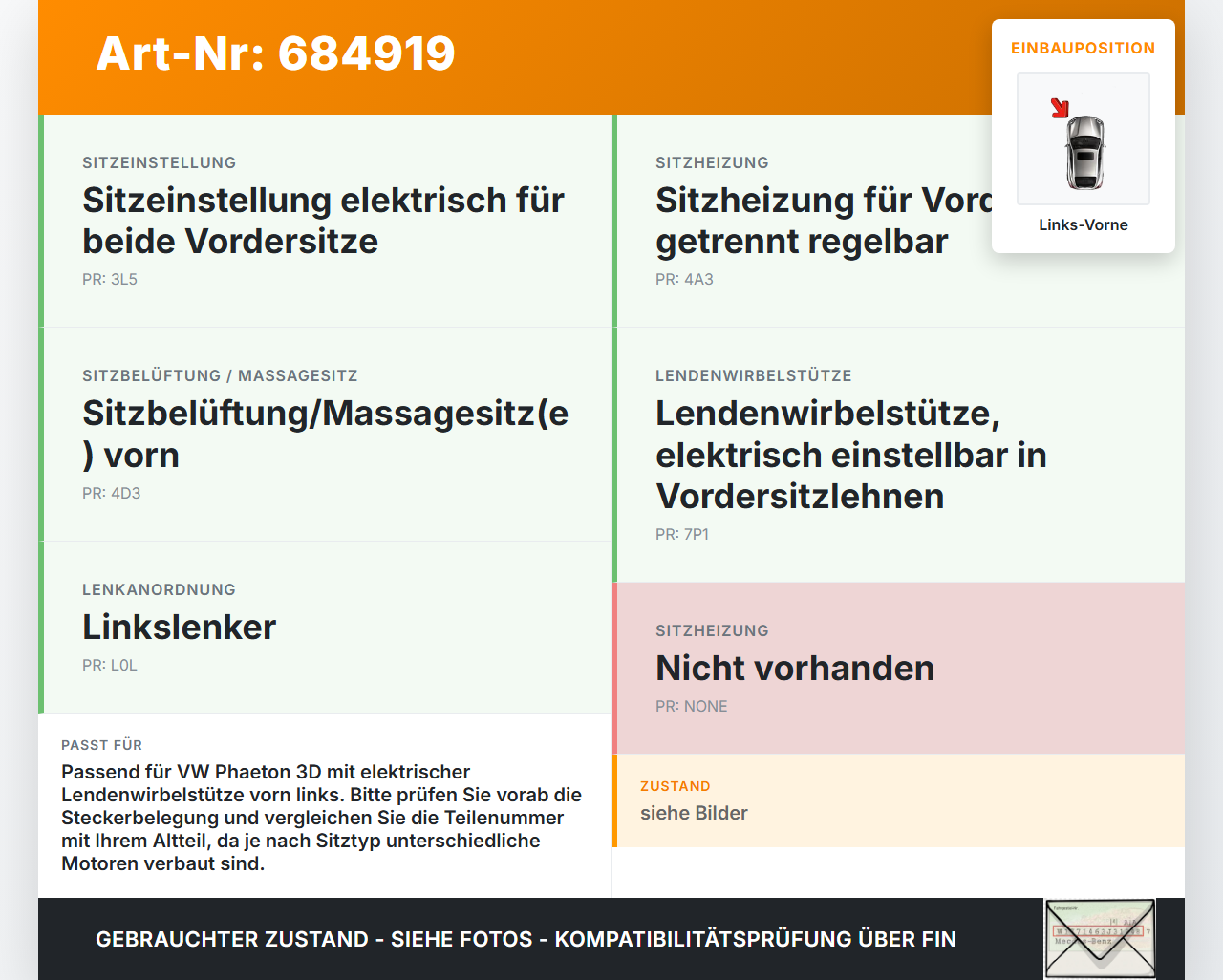 VW Phaeton 3D 01-07 Stellmotoren Lordose Verstellung Fahrersitz Links Vorne VW Phaeton 3D 01-07 03.03.2004... Vorschau 3