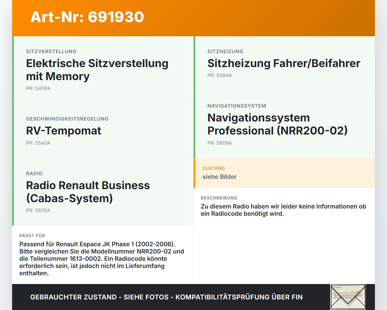 Renault Espace JK 4 IV 02-06 Navigationssystem Navi NRR200-02 Renault Espace JK 4 IV 02-06 10.02.2006 1613-0002... Vorschau 3