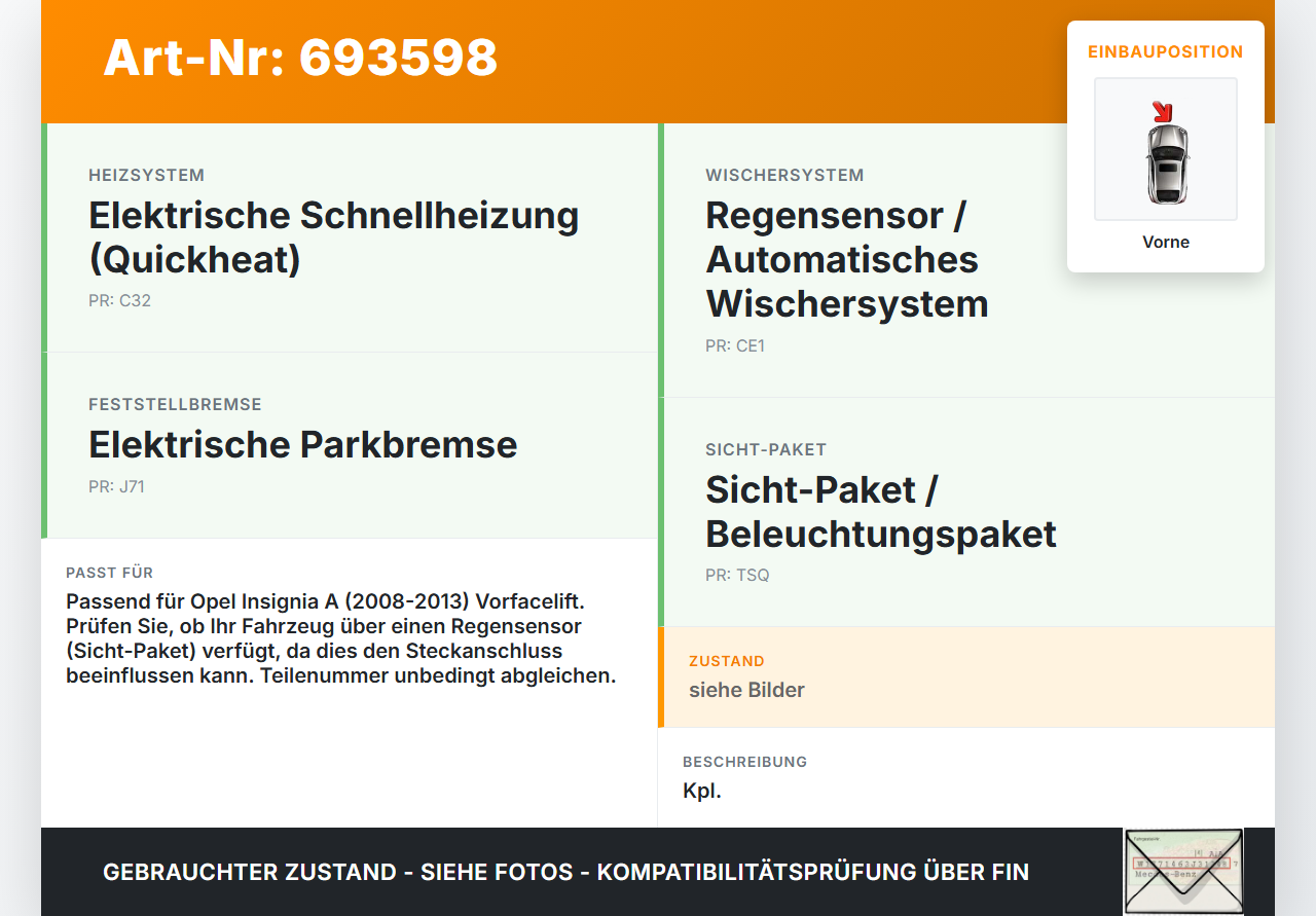 Opel Insignia A 08-13 Wischermotor m. Wischergestänge Vorne Opel Insignia A 08-13 28.07.2009 gebraucht Vorschau 3