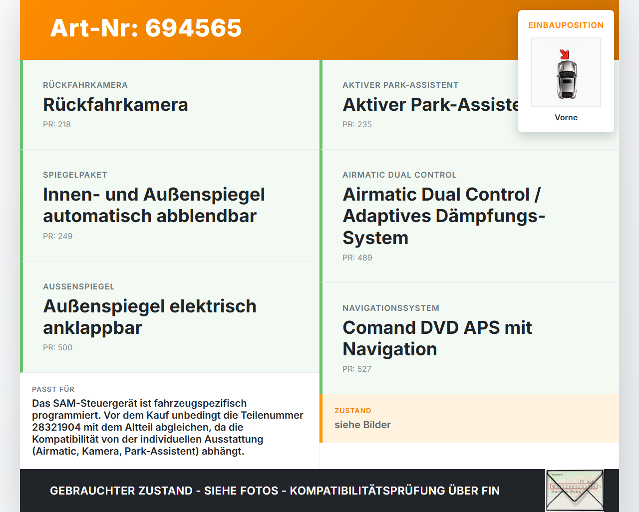 Mercedes W166 ML 350 11-15 Steuergerät SG SAM Modul Vorne Mercedes W166 ML 350 11-15 06.12.2012 A1669008803... Vorschau 3
