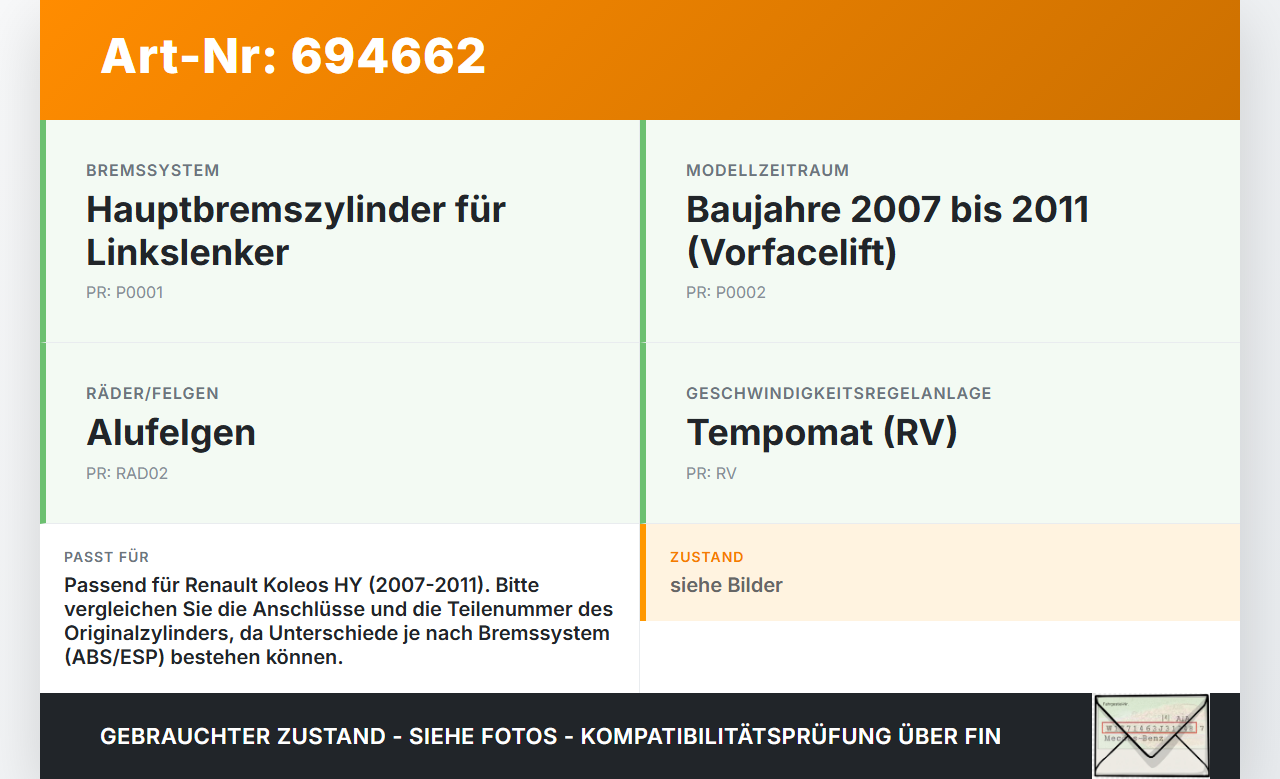 Renault Koleos HY 07-11 Hauptbremszylinder Bremszylinder Renault Koleos HY 07-11 18.09.2008 gebraucht Vorschau 3