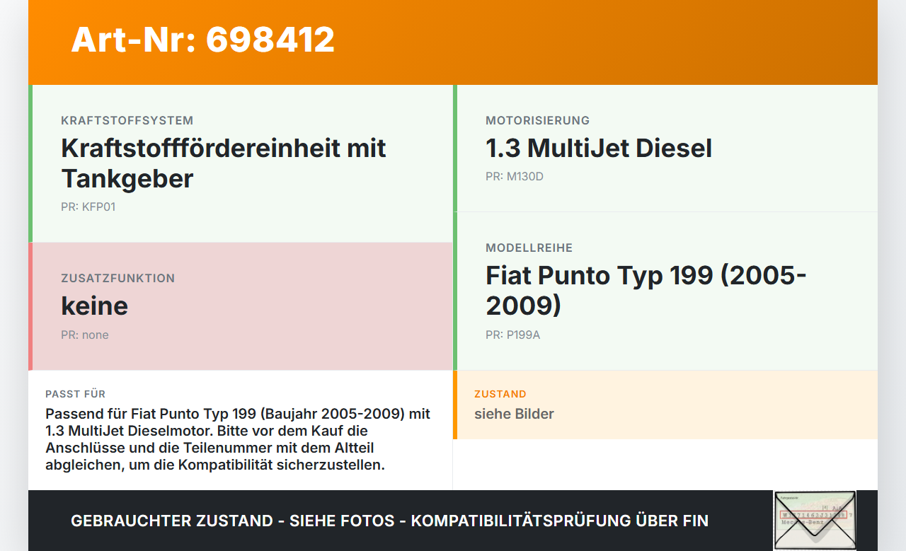 Fiat Punto 199 05-09 1.3 JTD 55KW Kraftstoffpumpe Kraftstoff Förderpumpe Tankgeber Fiat Punto 199 05-09 09.07.2009... Vorschau 3