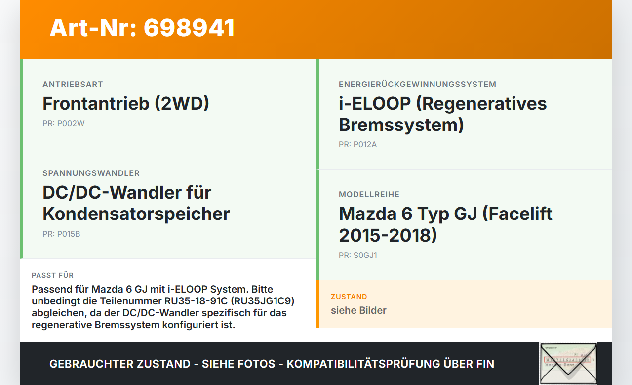 Mazda 6 GJ 15-18 Steuergerät Wandler Converter Unit Regene Mazda 6 GJ 15-18 16.10.2015 RU35JG1C9 gebraucht Vorschau 3