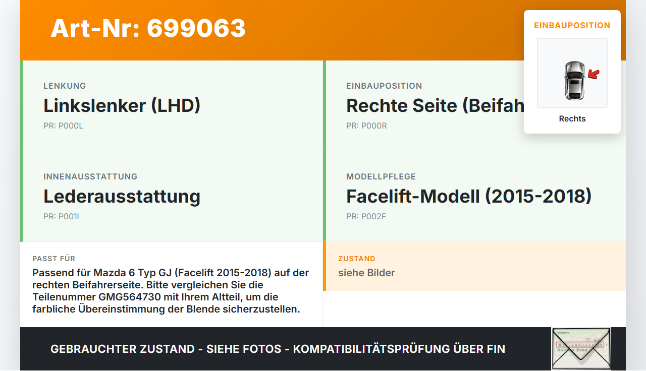 Mazda 6 GJ 15-18 Luftdusche Luftdüse Rechts Mazda 6 GJ 15-18 16.10.2015 GMG564730 gebraucht Vorschau 3