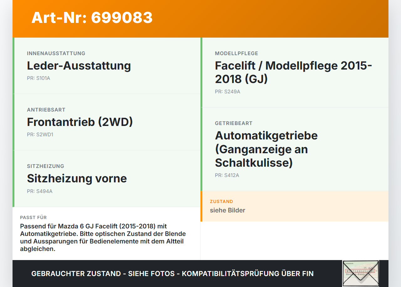 Mazda 6 GJ 15-18 Blende für Schaltkulisse Ganganzeige Mazda 6 GJ 15-18 16.10.2015 gebraucht Vorschau 3