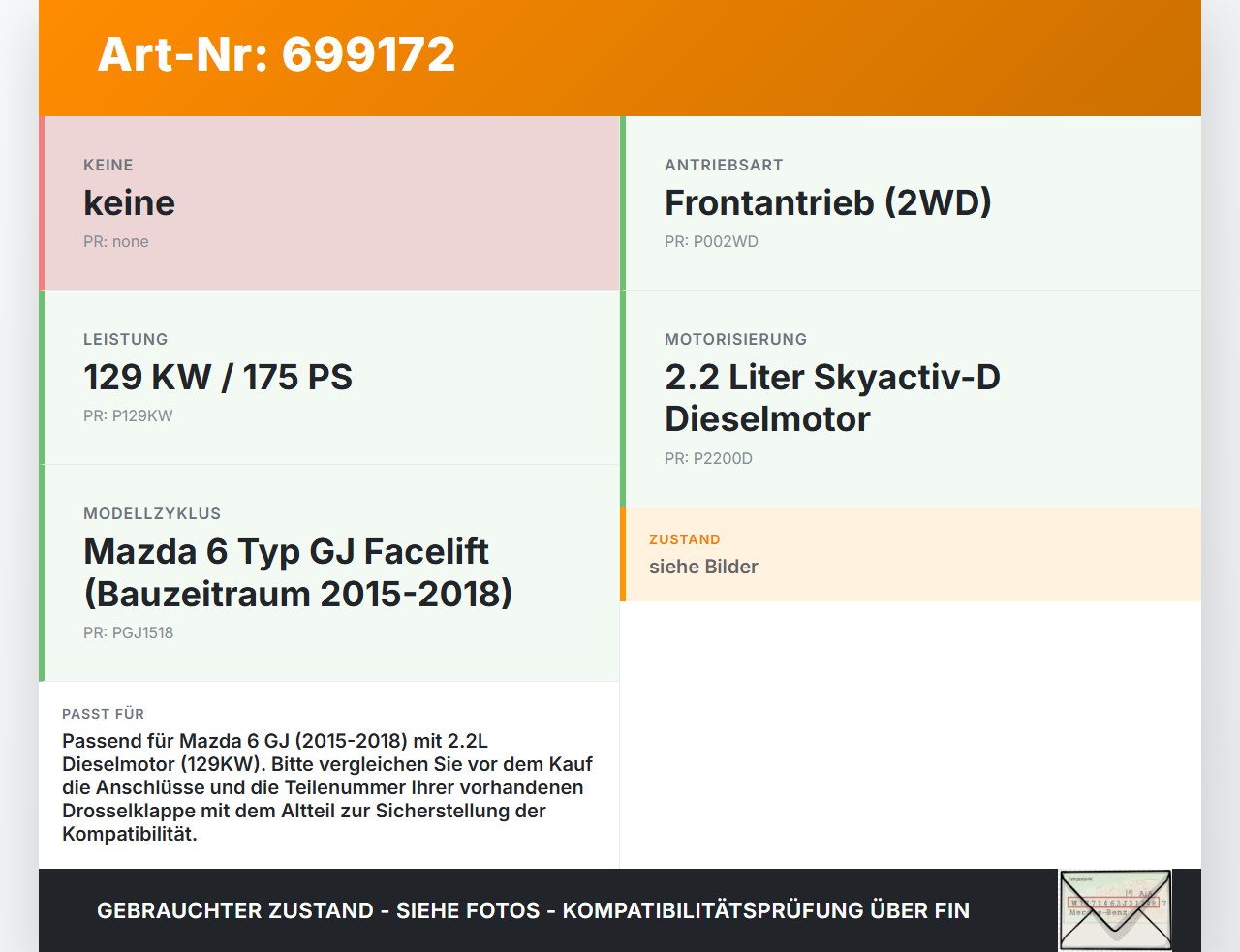 Mazda 6 GJ 15-18 2,2 129KW Drosselklappe Mazda 6 GJ 15-18 16.10.2015 gebraucht Vorschau 3