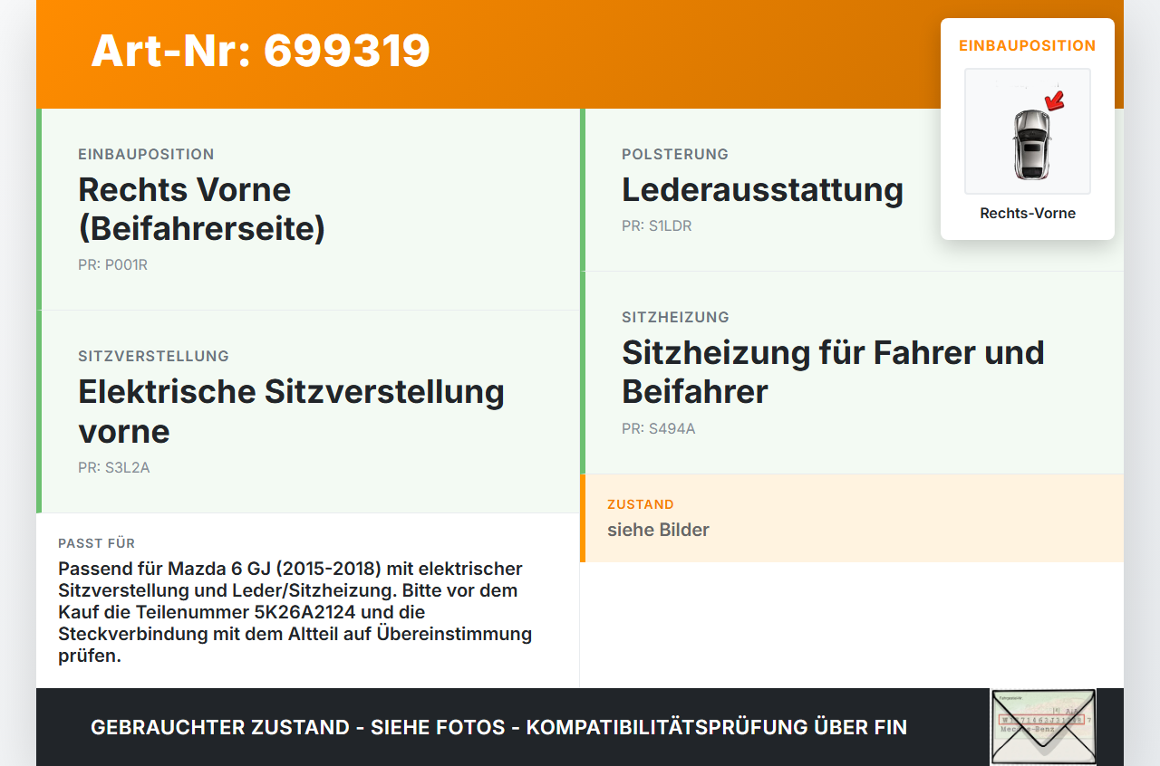 Mazda 6 GJ 15-18 Stellmotor für Elektr. Sitzverstellung Rechts Vorne Mazda 6 GJ 15-18 16.10.2015 5K26A2124... Vorschau 3