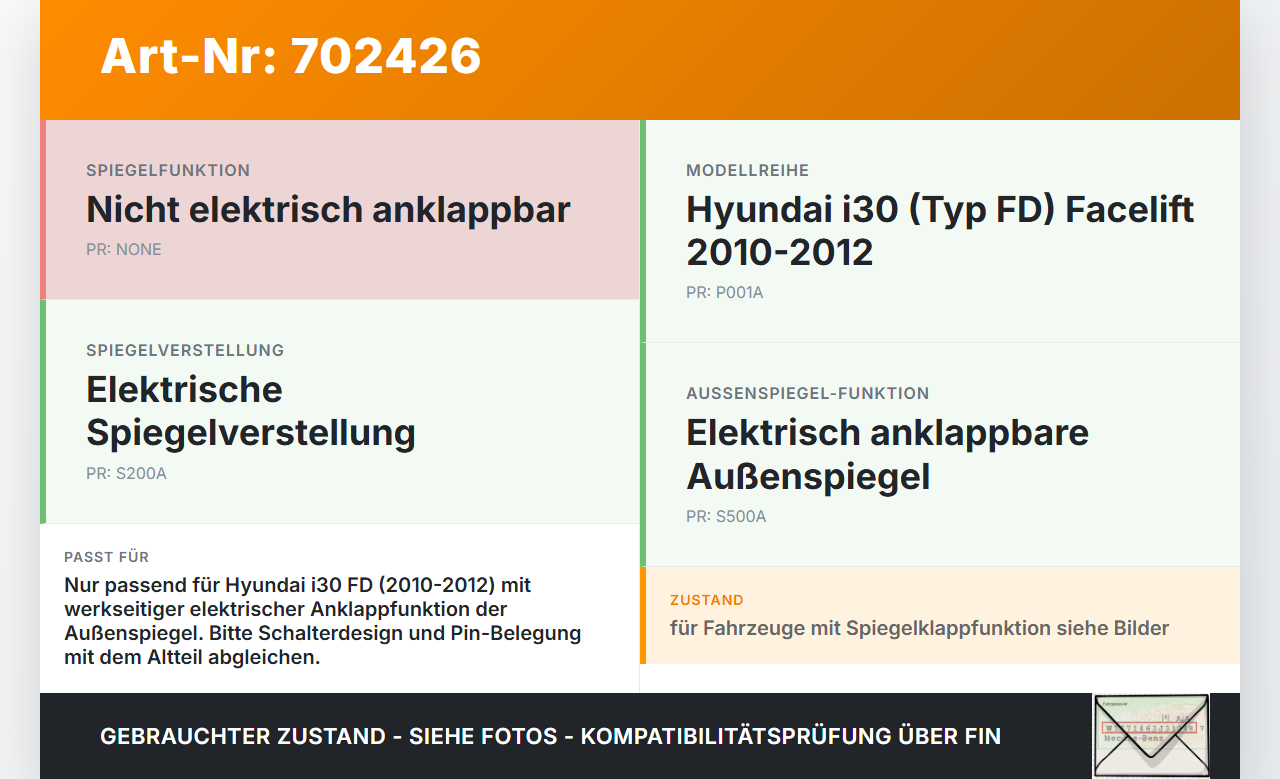 Hyundai I30 FD 10-12 Spiegelverstellung Aussenspiegel Schalter mit Klappfunktion Hyundai I30 FD 10-12 30.09.2011... Vorschau 3