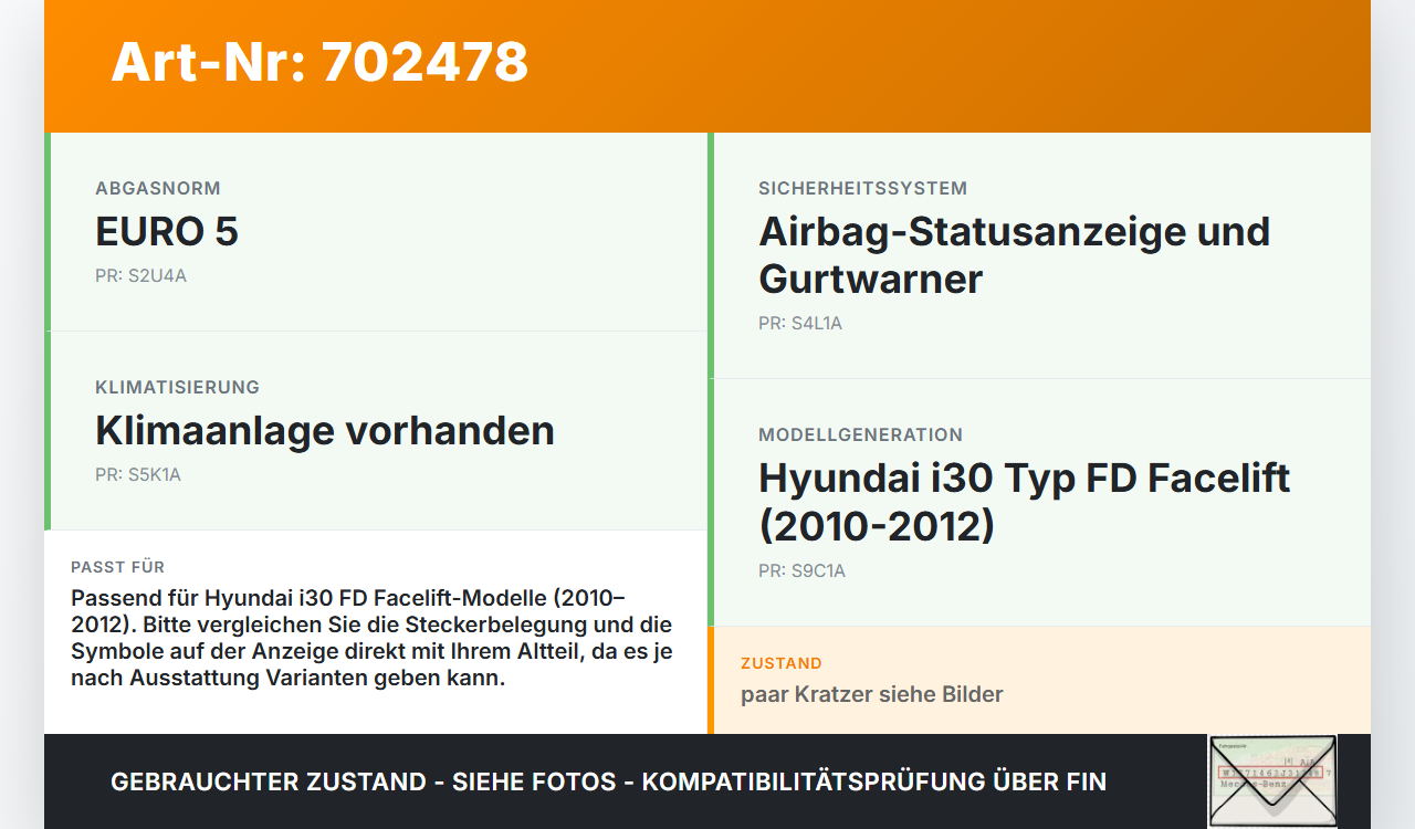 Hyundai I30 FD 10-12 Schalter Anschnallanzeige Airbaganzeige Hyundai I30 FD 10-12 30.09.2011 gebraucht Vorschau 3