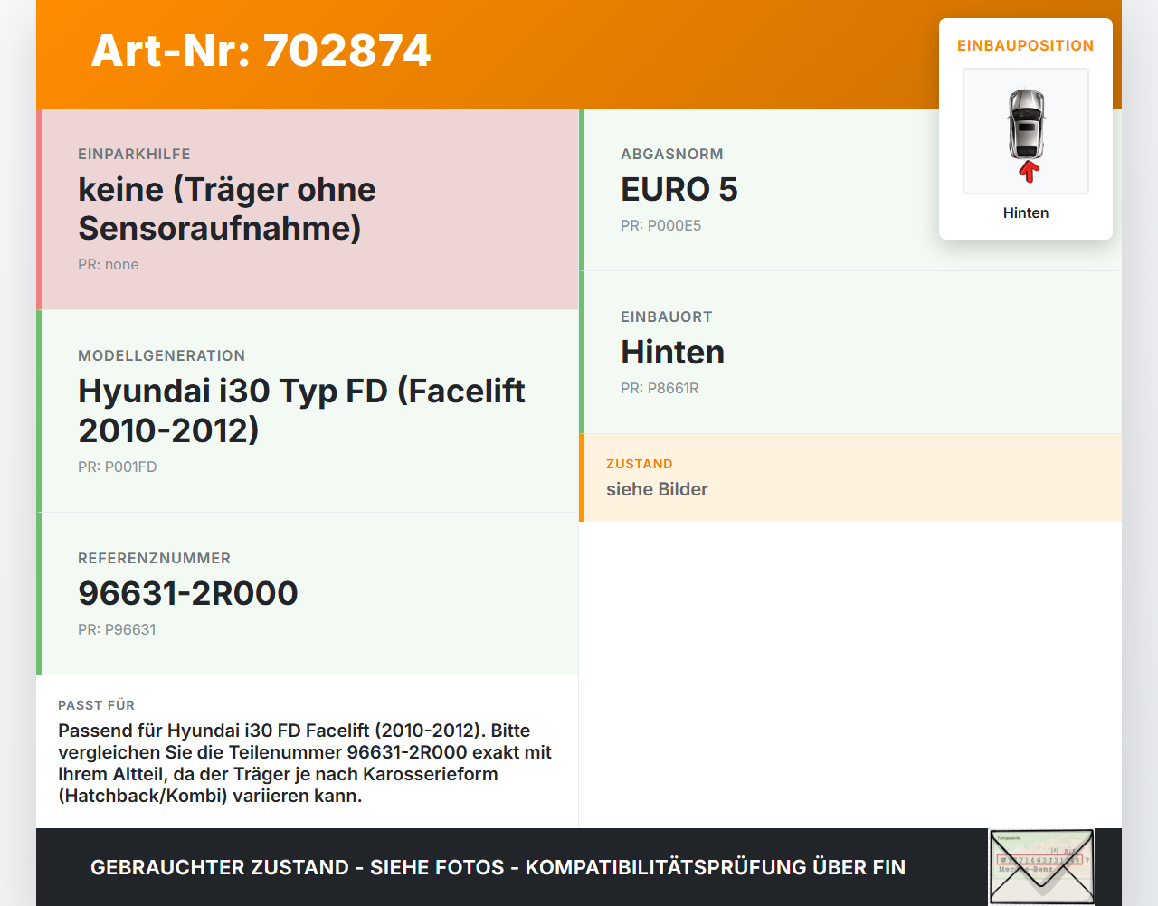 Hyundai I30 FD 10-12 Stoßstangenträger Stoßfängerträger Träger Querträger Hinten Hyundai I30 FD 10-12 30.09.2011... Vorschau 3