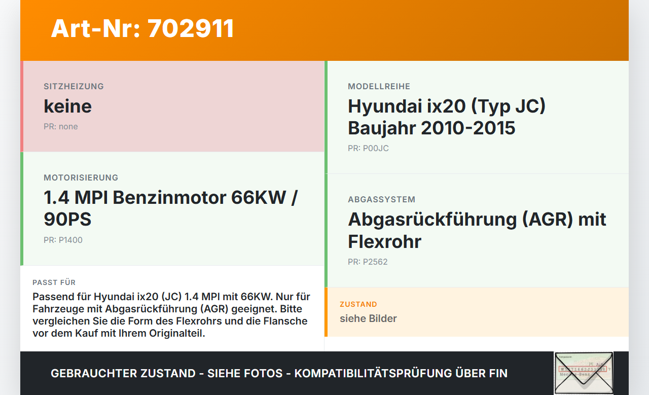 Hyundai IX20 JC 10-15 MPI 1,4 66KW Abgasleitung AGR Rohr Leitung Flexrohr Hyundai IX20 JC 10-15 22.09.2011 gebraucht Vorschau 3