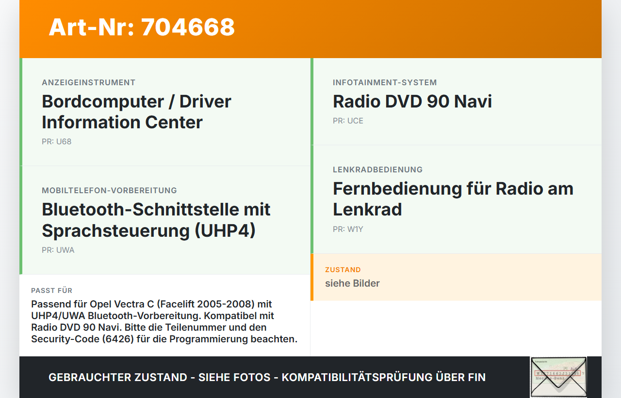 Opel Vectra C 05-08 Bluetooth Freisprecheinrichtung Steuergerät UWA UHP4 Opel Vectra C 05-08 23.11.2006 13187905... Vorschau 3