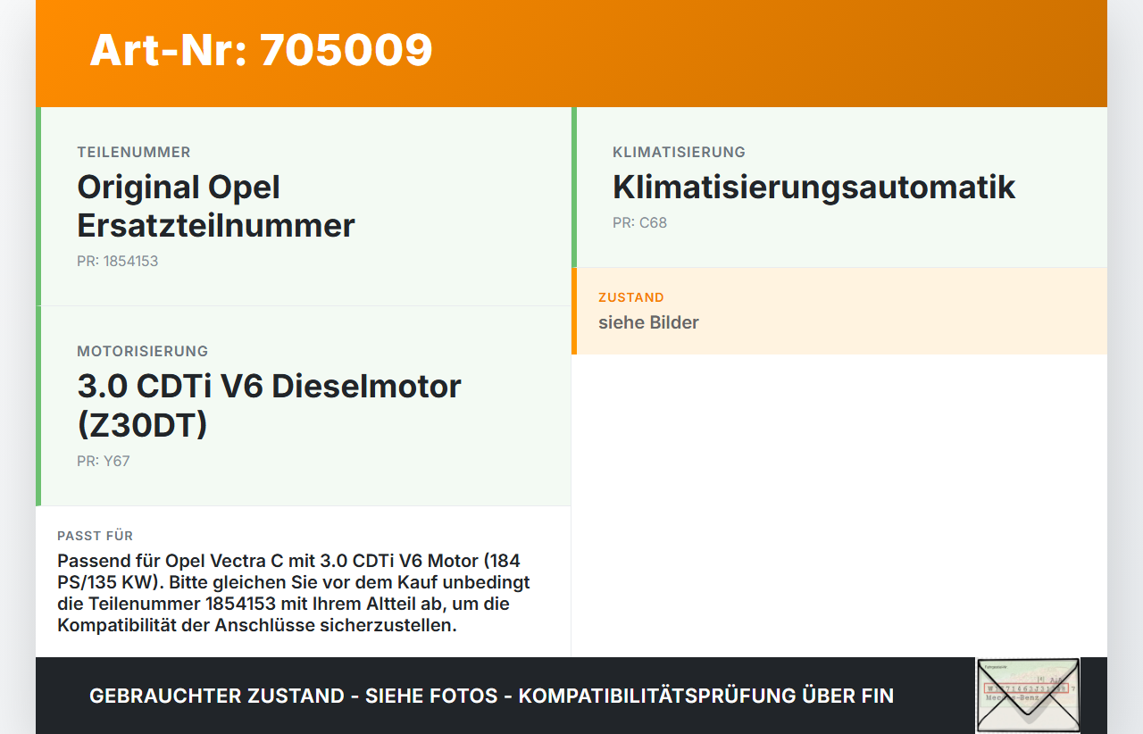 Opel Vectra C 05-08 CDTi 3,0 135KW Klimakompressor Klima Kompressor Opel Vectra C 05-08 23.11.2006 93197127 1854153... Vorschau 3