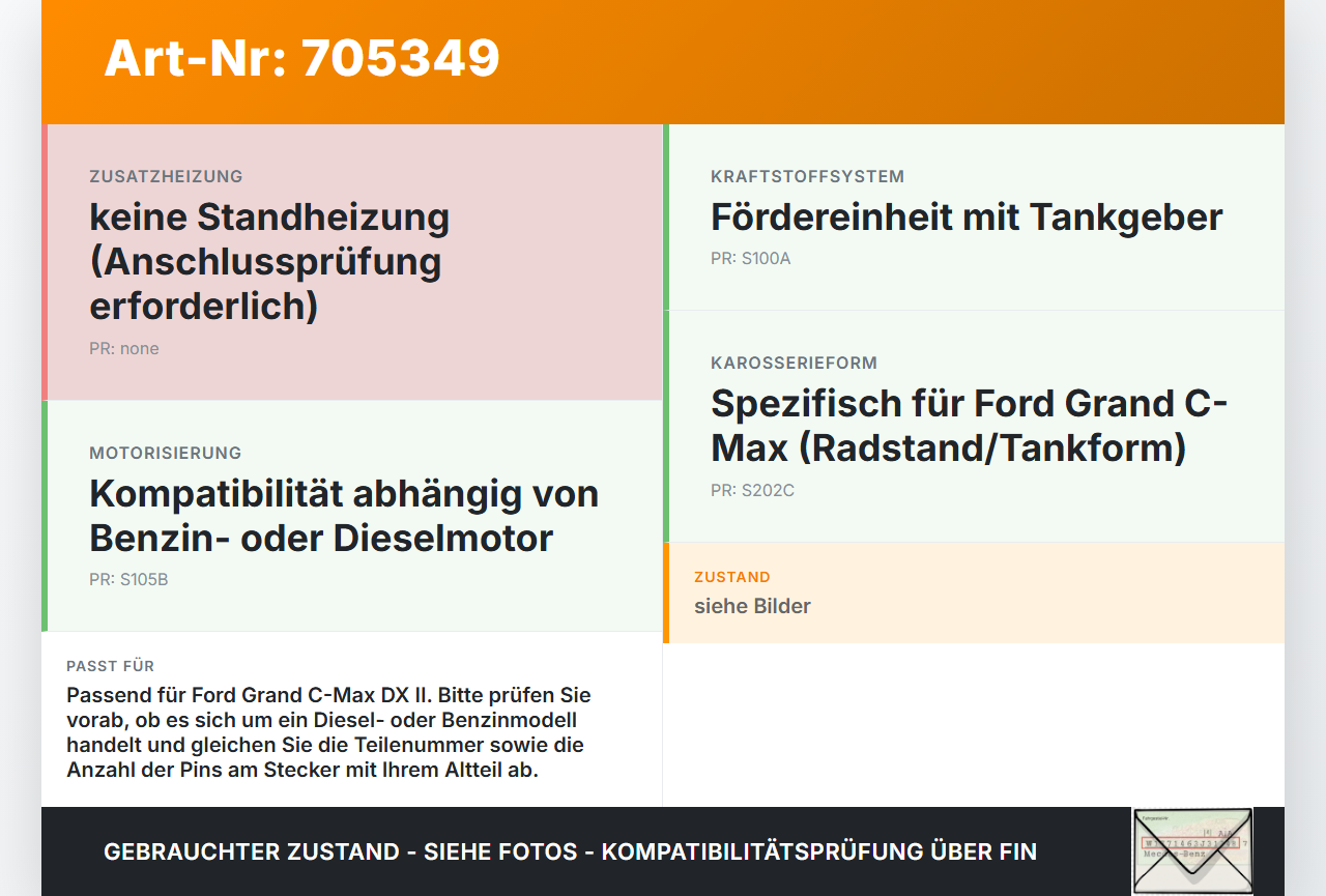 Ford Grand C-Max DX II 11-15 TDCi 2,0 103KW Kraftstoffpumpe Kraftstoff Förderpumpe Tankgeber Ford Grand C-Max DX II... Vorschau 3