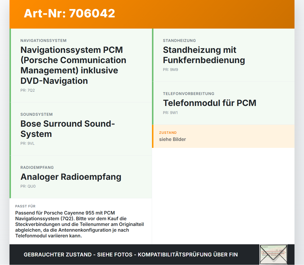 Porsche Cayenne 9PA 955 02-07 GPS Empfänger Antenne Antennenverstärker Porsche Cayenne 9PA 955 02-07 07.06.2006... Vorschau 3