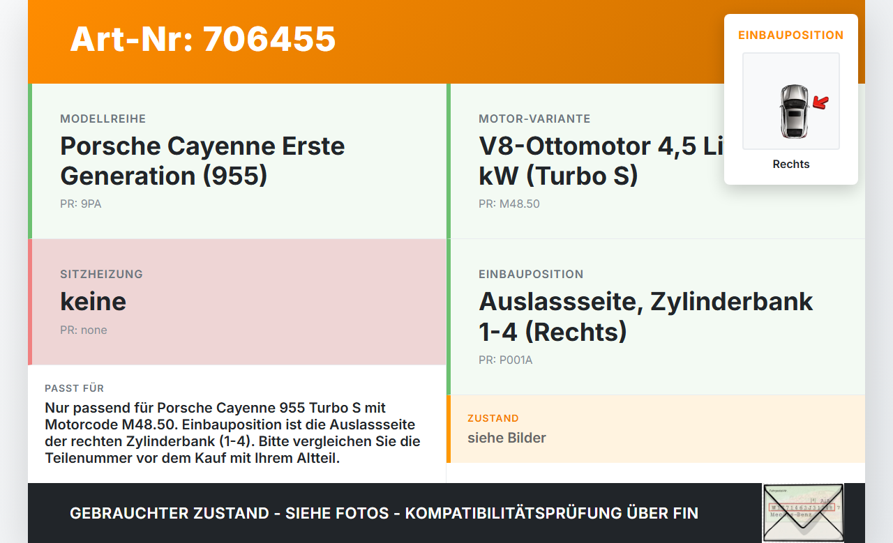 Porsche Cayenne 9PA 955 02-07 4,5 331KW M48.50 Nockenwelle Auslass Rechts 1-4 Porsche Cayenne 9PA 955 02-07... Vorschau 3