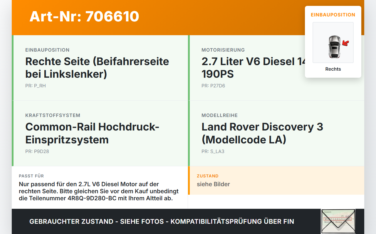 Land Rover Discovery 3 LA 2,7 140KW Verteilerrohr für Hochdruck Verteiler Rechts Land Rover Discovery 3 LA... Vorschau 3