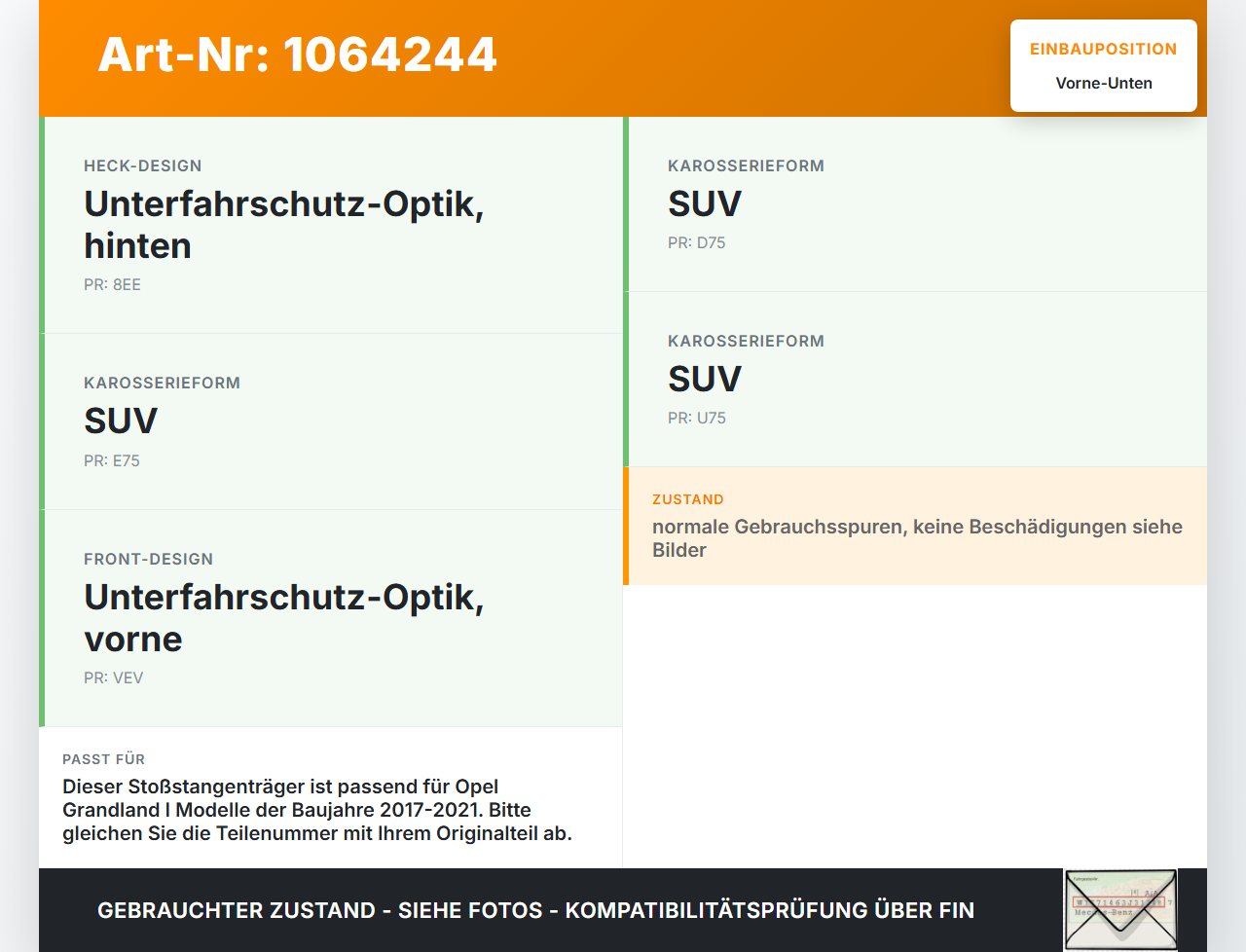Opel Grandland I 17-21 Stoßstangenträger Stoßfängerträger Querträger Vorne Unten Opel Grandland I 17-21 29.03.2018... Vorschau 3