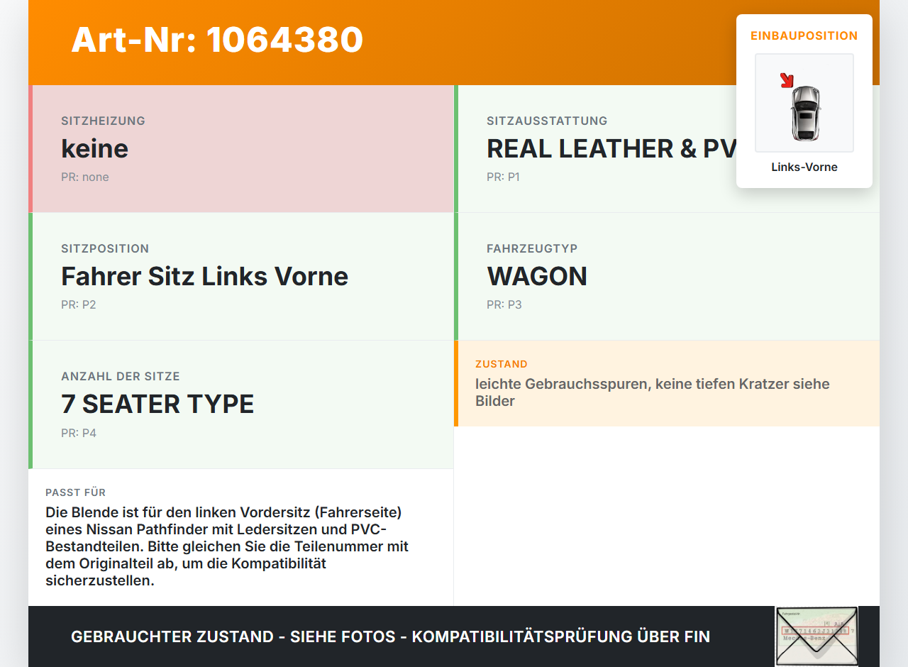 Nissan Pathfinder R51 05-14 Blende Innen Auflage Rückenteil für Fahrer Sitz Links Vorne Nissan Pathfinder R51 05-14... Vorschau 3