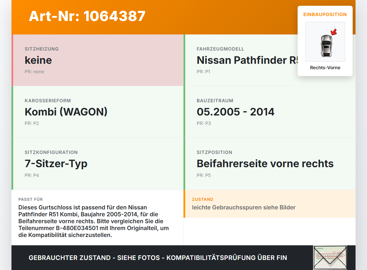 Nissan Pathfinder R51 05-14 Kombi Gurtstraffer Gurtschloss Beifahrer Rechts Vorne Nissan Pathfinder R51 05-14... Vorschau 3