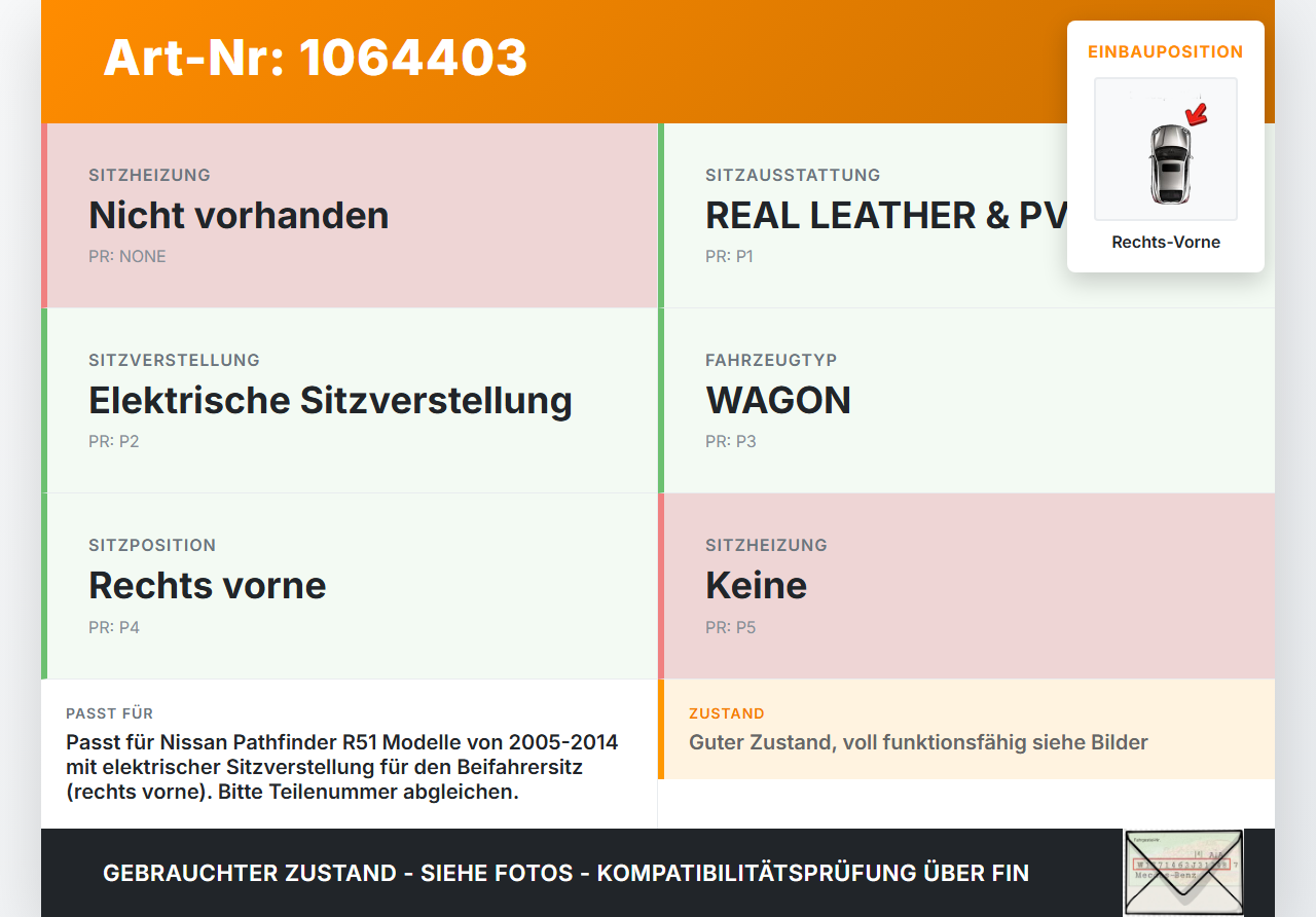 Nissan Pathfinder R51 05-14 Stellmotor für Elektr. Sitzverstellung Rechts Vorne Nissan Pathfinder R51 05-14... Vorschau 3