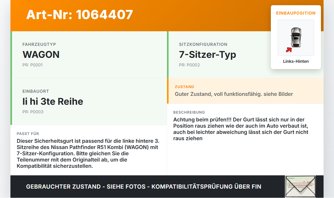Nissan Pathfinder R51 05-14 Kombi Gurt Sicherheitsgurt Links Hinten 3te Reihe Nissan Pathfinder R51 05-14... Vorschau 3