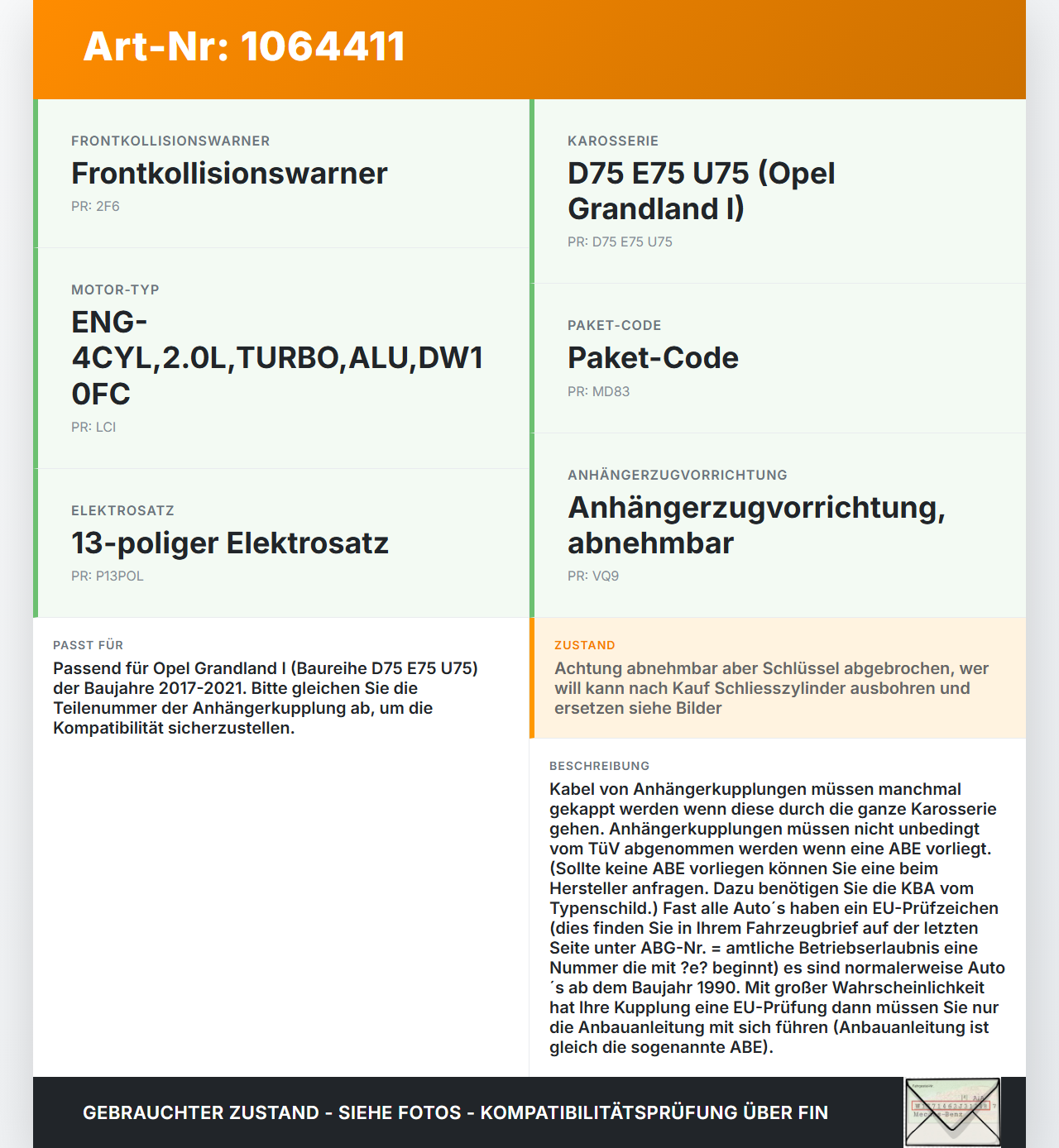 Opel Grandland I 17-21 Anhängerkupplung AHK 13pol Opel Grandland I 17-21 29.03.2018 gebraucht Vorschau 3