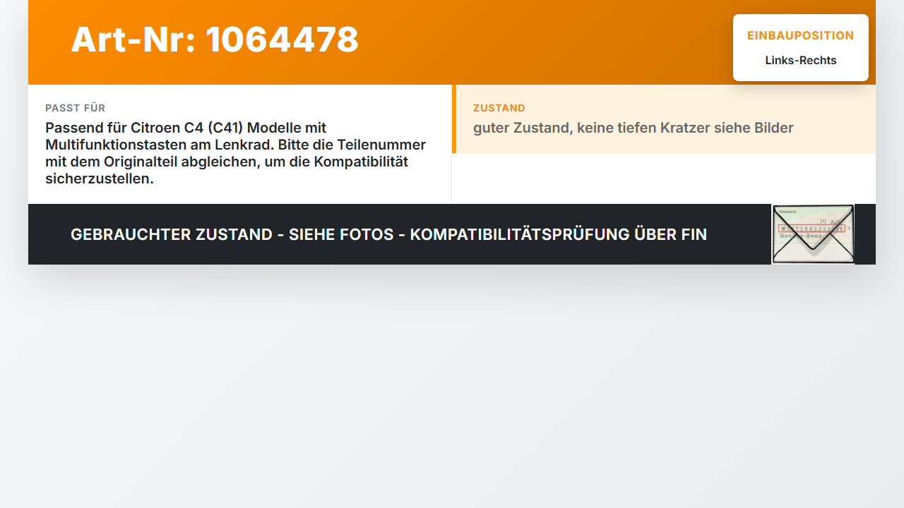 Citroen C4 III 20-24 Lenkradschalter Multifunktionstasten Schalter für Lenkrad Rechts und Links Citroen C4 III... Vorschau 3