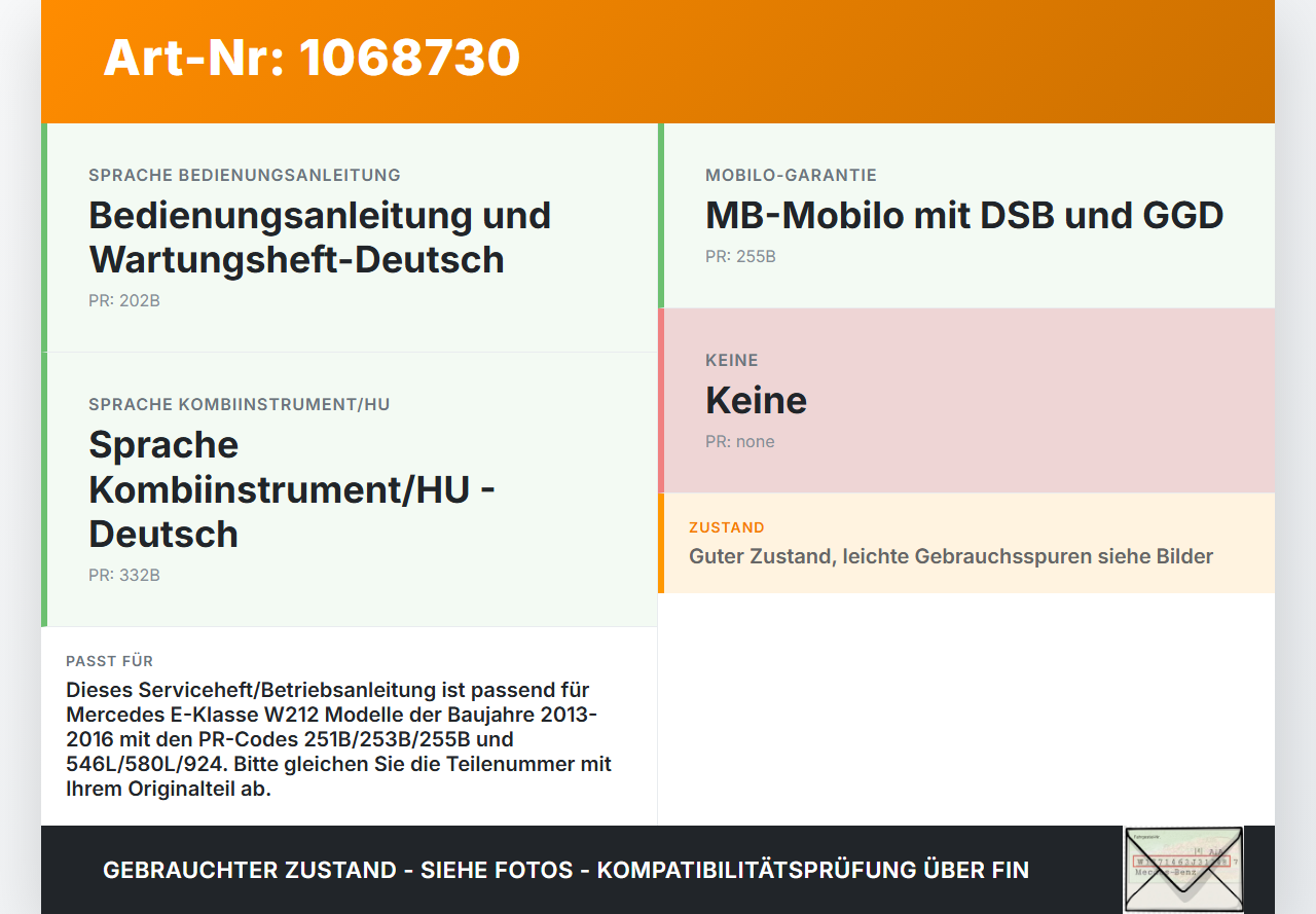 Mercedes E250 W212 13-16 Serviceheft Betriebsanleitung Anleitung Bordmappe Mercedes E250 W212 13-16 17.09.2013... Vorschau 3