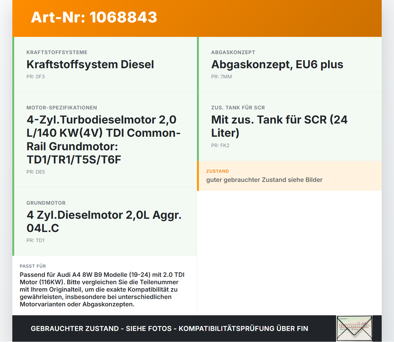 Audi A4 8W B9 19-24 TDI 2,0 116KW Hochdruck Leitung Kraftstoffleitung Audi A4 8W B9 19-24 18.12.2015 04L130321 gebraucht Vorschau 3