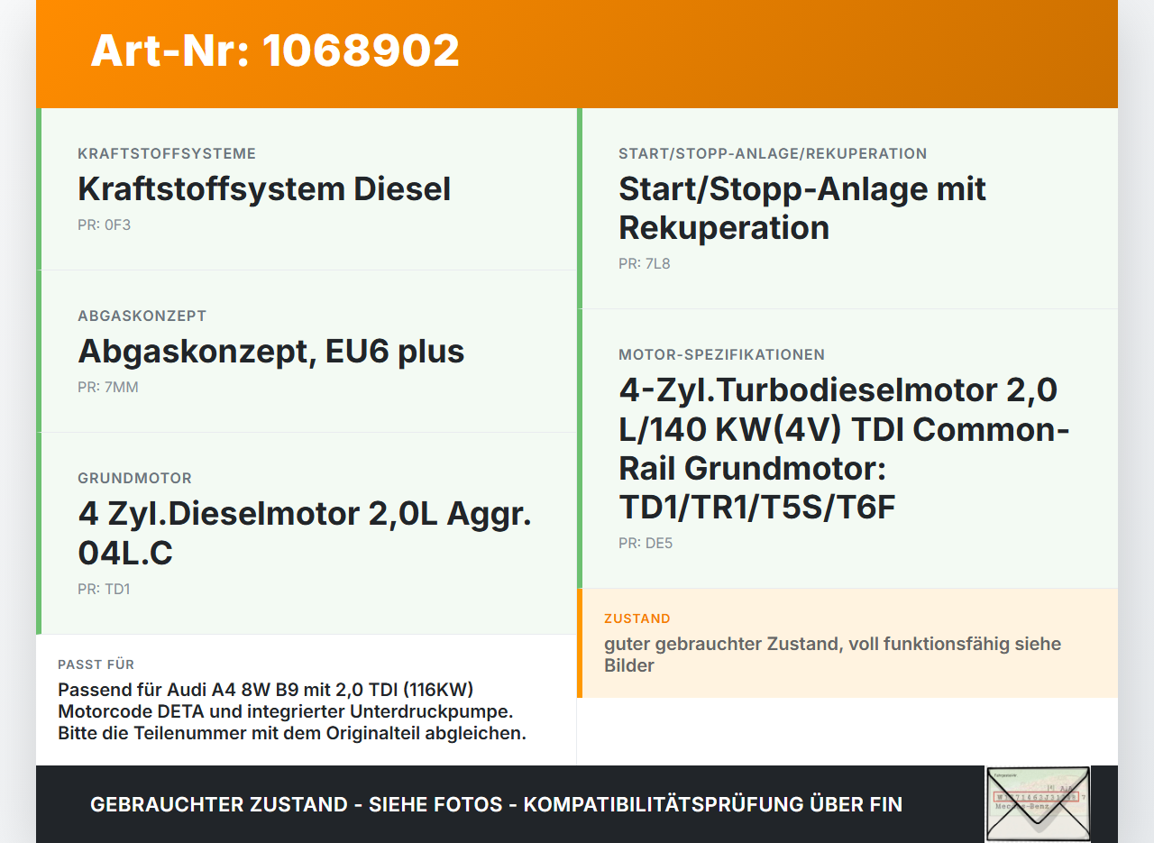 Audi A4 8W B9 19-24 TDI 2,0 116KW DETA Ölpumpe Audi A4 8W B9 19-24 18.12.2015 04L145208AA gebraucht Vorschau 3