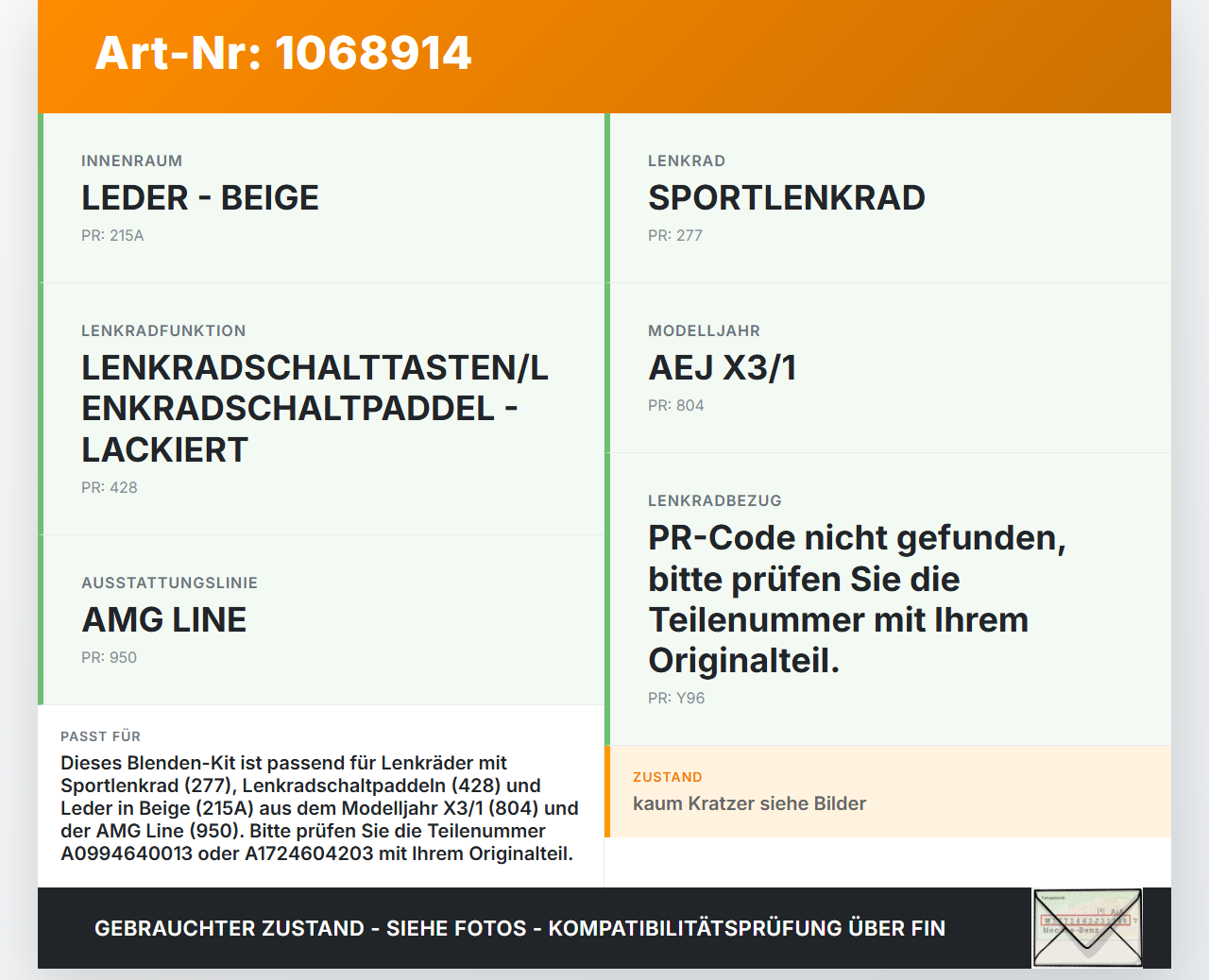 Mercedes E250 W212 13-16 Blende für Lenkrad Mercedes E250 W212 13-16 17.09.2013 A0994640013 A1724604203... Vorschau 3