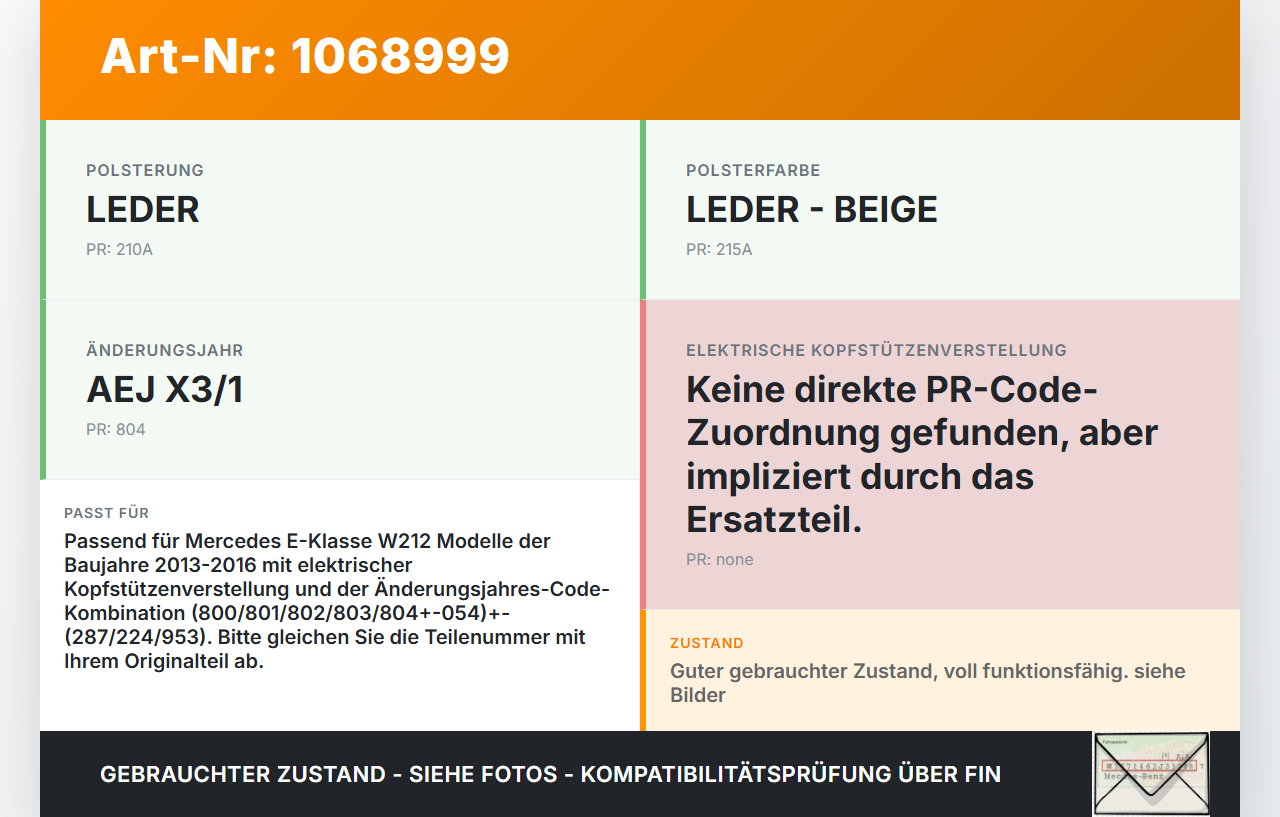 Mercedes E250 W212 13-16 Stellmotor Verstellung für Elektrische Kopfstütze Mercedes E250 W212 13-16 17.09.2013... Vorschau 3