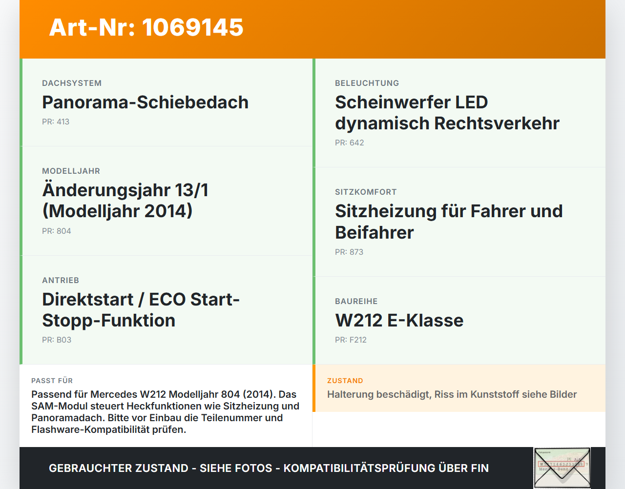 Mercedes E250 W212 13-16 2,0 155KW Sicherungskasten Zentzrallelektrik Mercedes E250 W212 13-16 17.09.2013... Vorschau 3