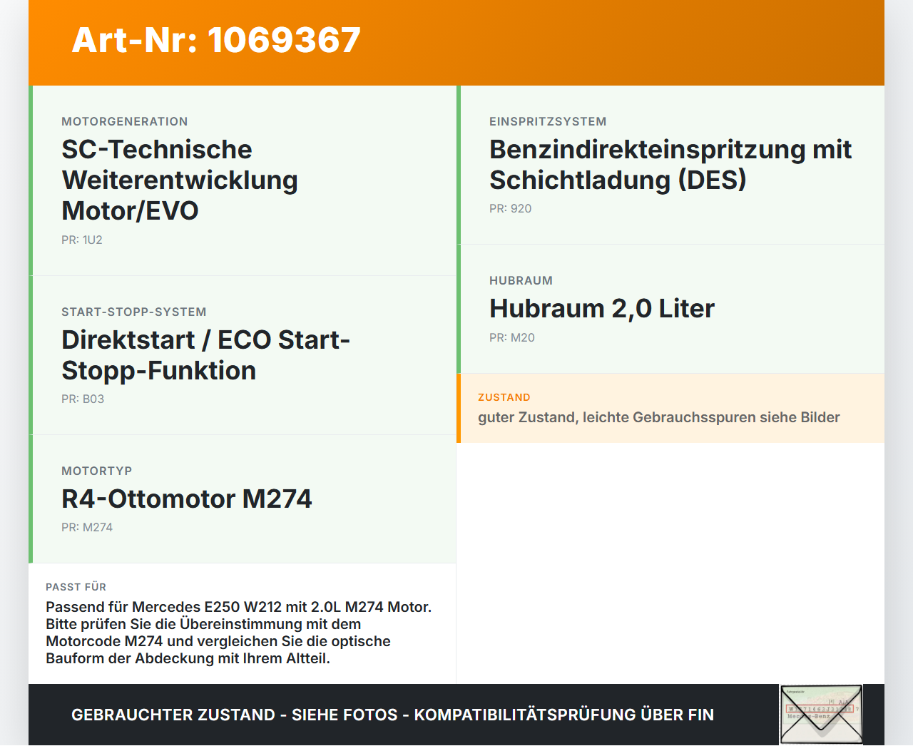 Mercedes E250 W212 13-16 2,0 155KW 274920 Abdeckung für Motor Deckel Motorabdeckung Mercedes E250 W212 13-16... Vorschau 3