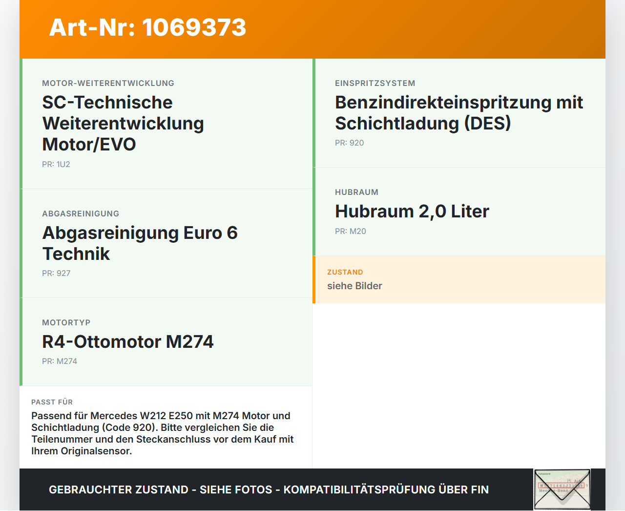 Mercedes E250 W212 13-16 2,0 155KW Sensor Abgastemperatursensor Abgassonde Mercedes E250 W212 13-16 17.09.2013... Vorschau 3