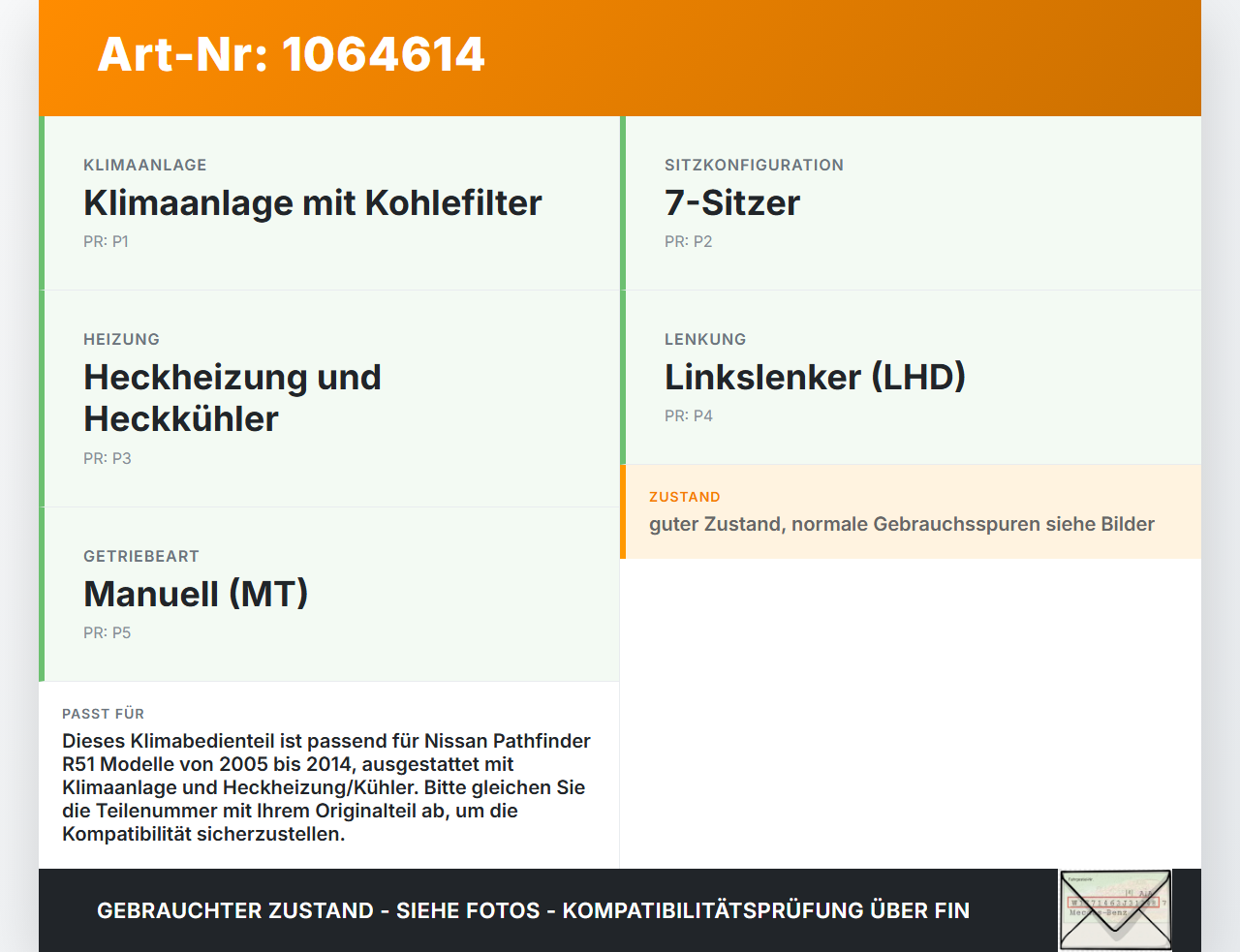 Nissan Pathfinder R51 05-14 Bedienteil Bedienelement Klimabedienteil Nissan Pathfinder R51 05-14 12.08.2005... Vorschau 3