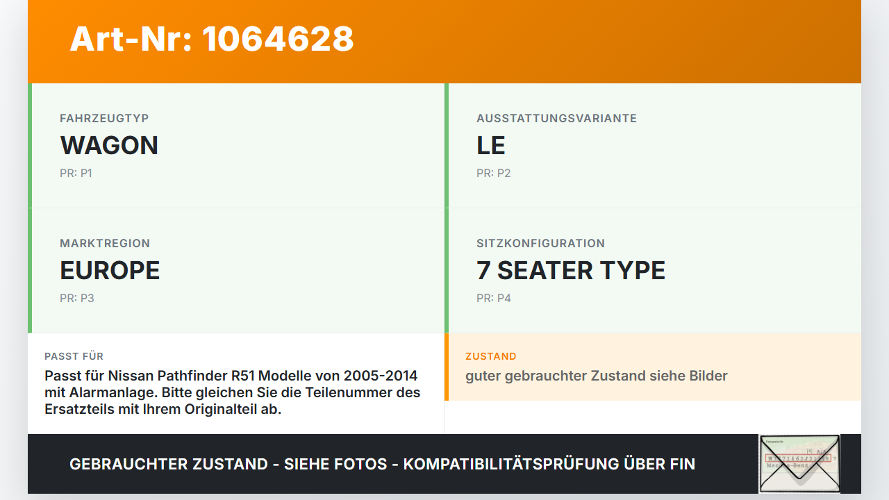Nissan Pathfinder R51 05-14 Alarmanlage Alarm Summer Sirene Nissan Pathfinder R51 05-14 12.08.2005 28487-EB300... Vorschau 3