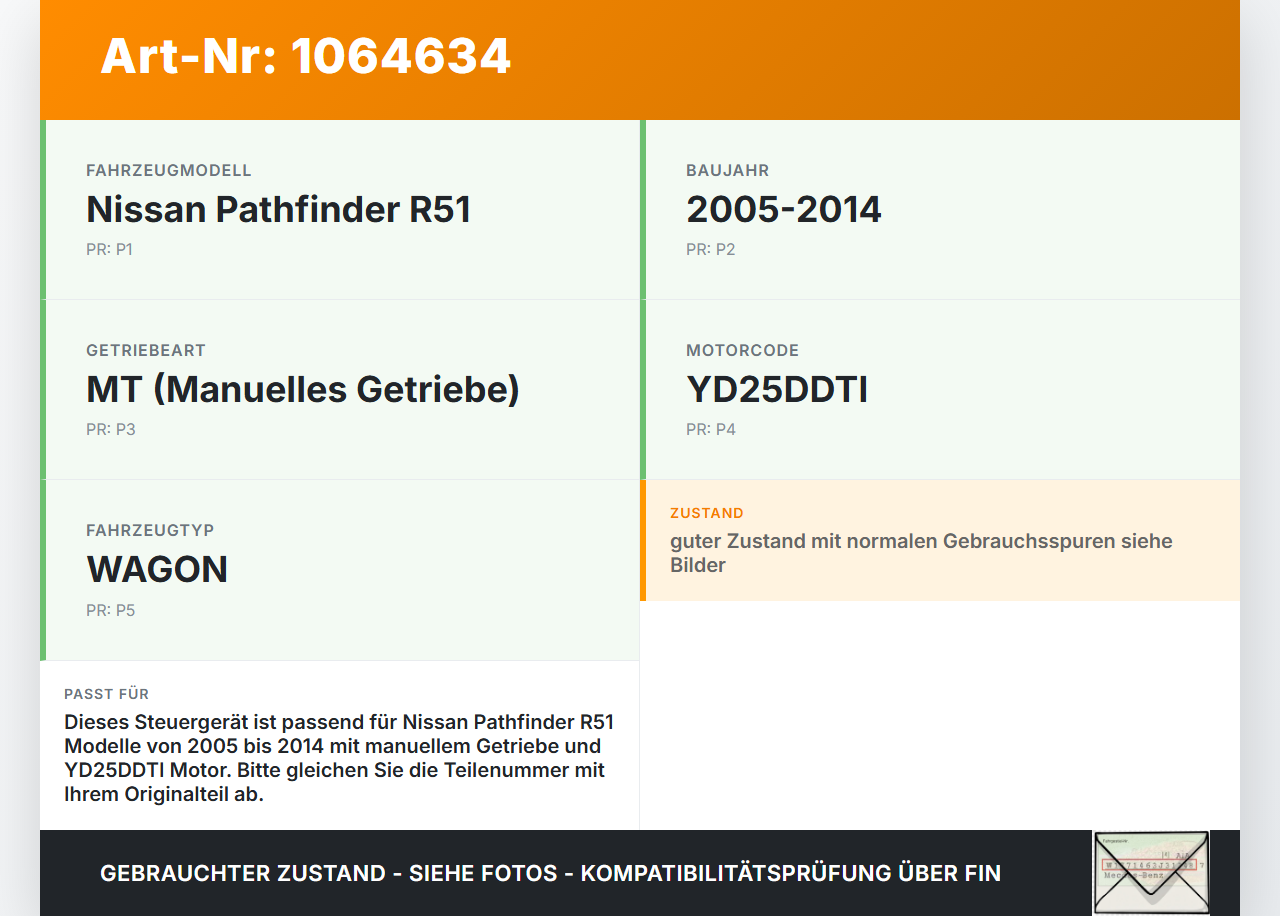 Nissan Pathfinder R51 05-14 Steuergerät ECU Modul Getriebesteuergerät Nissan Pathfinder R51 05-14 12.08.2005... Vorschau 3