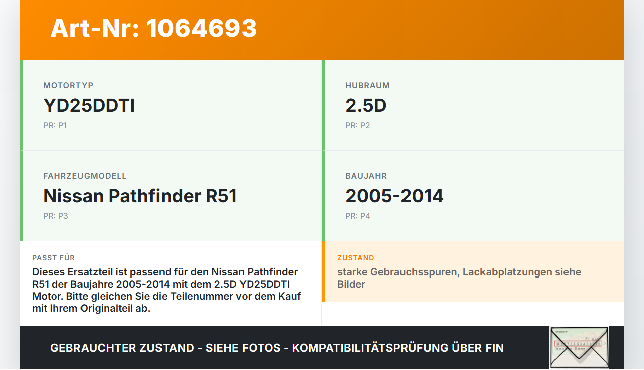 Nissan Pathfinder R51 05-14 2,5D 128KW YD25DDTI Abdeckung für Motor Deckel Motorabdeckung Nissan Pathfinder R51... Vorschau 3