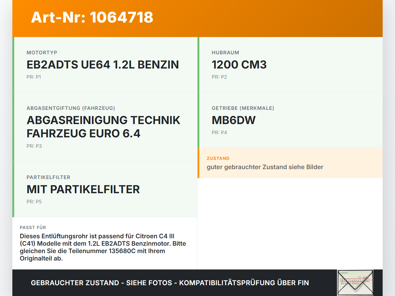 Citroen C4 III 20-24 1,2 74KW Entlüftungssrohr für Kurbelgehäuse Citroen C4 III 20-24 26.09.2024 135680C gebraucht Vorschau 3