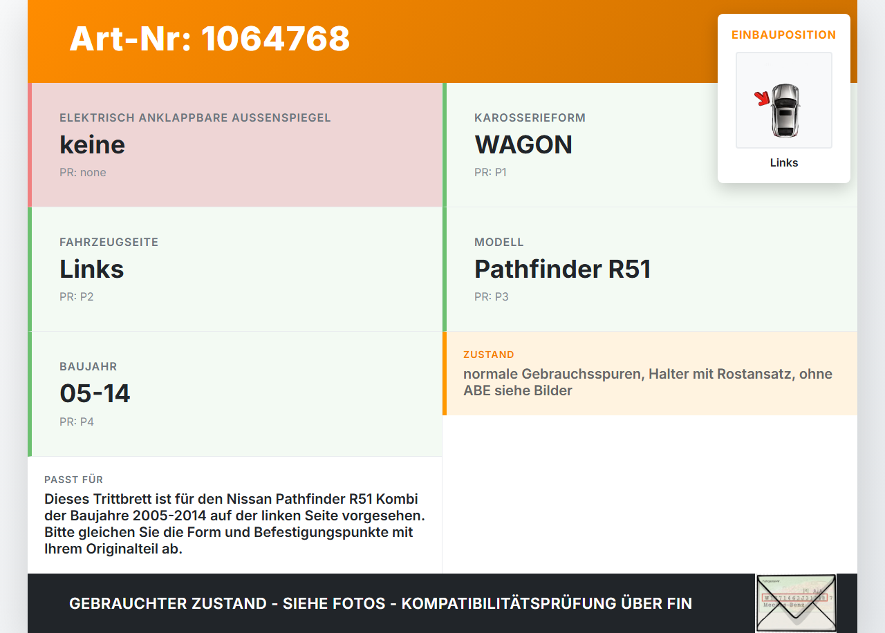 Nissan Pathfinder R51 05-14 Kombi Trittbrett Links Nissan Pathfinder R51 05-14 12.08.2005 gebraucht Vorschau 3