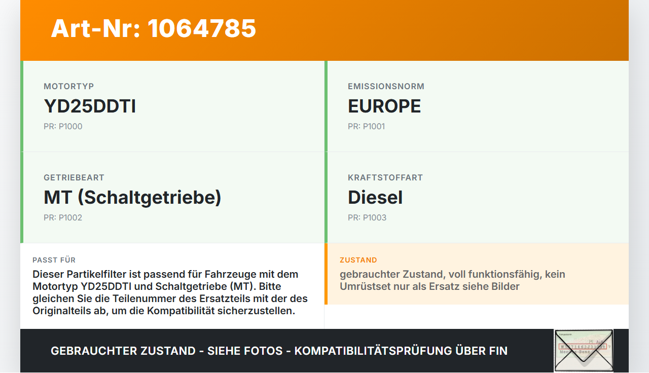Nissan Pathfinder R51 05-14 2,5D 128KW Partikelfilter Rußpartikelfilter Dieselpartikelfilter DPF HJS Nissan... Vorschau 3