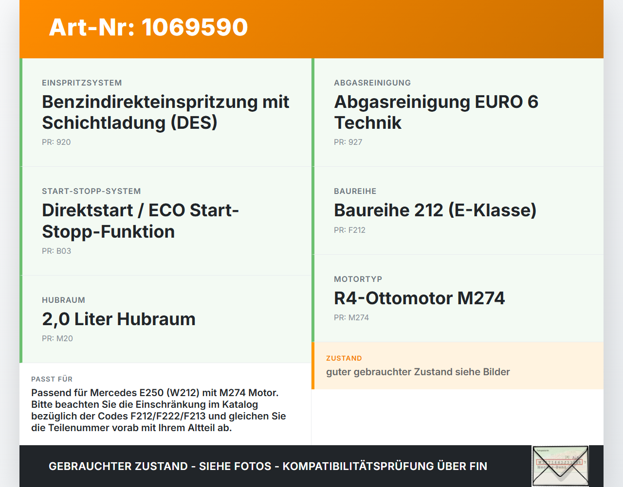 Mercedes E250 W212 13-16 2,0 155KW 274920 Unterdruckpumpe Vakuumpumpe Mercedes E250 W212 13-16 17.09.2013... Vorschau 3