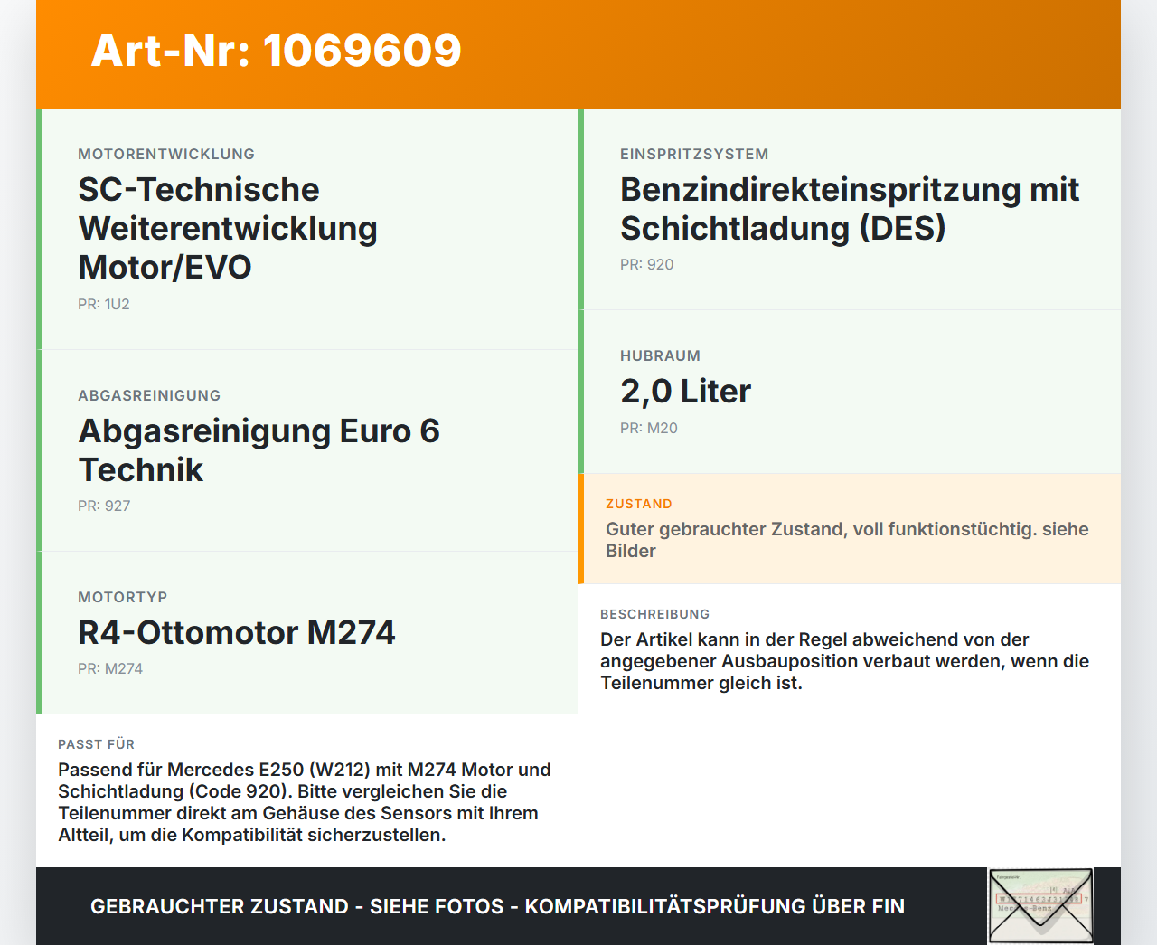 Mercedes E250 W212 13-16 Sensor Drucksensor Kraftstoffdruck Raildrucksensor Mercedes E250 W212 13-16 17.09.2013... Vorschau 3