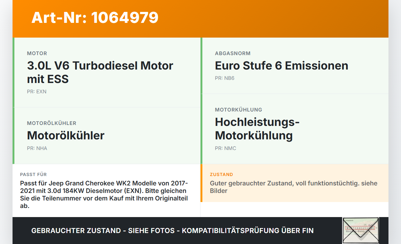 Jeep Grand Cherokee WK2 17-21 3,0d 184KW Railsensor Drucksensor Pos.1 Jeep Grand Cherokee WK2 17-21 16.09.2016... Vorschau 3