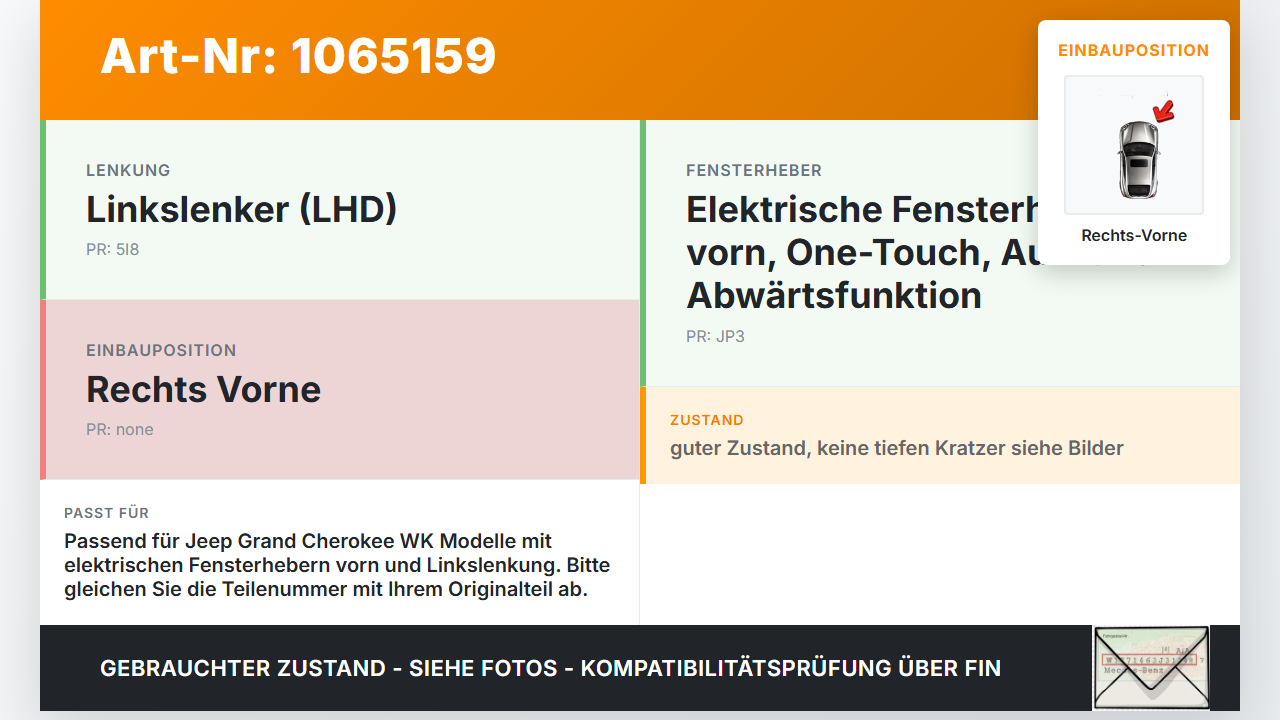 Jeep Grand Cherokee WK2 17-21 Fensterheberschalter Fensterheber Schalter Rechts Vorne Jeep Grand Cherokee WK2 17-21... Vorschau 3