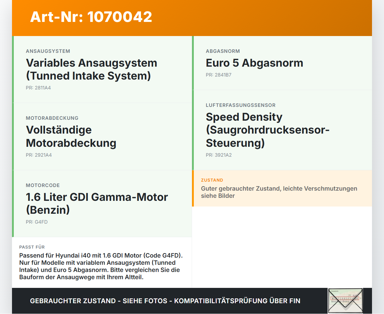 Hyundai I40 CW 11-15 1,6 99KW G4FD Ansaugbrücke Ansaugkrümmer Hyundai I40 CW 11-15 25.01.2013 283102B600 gebraucht Vorschau 3