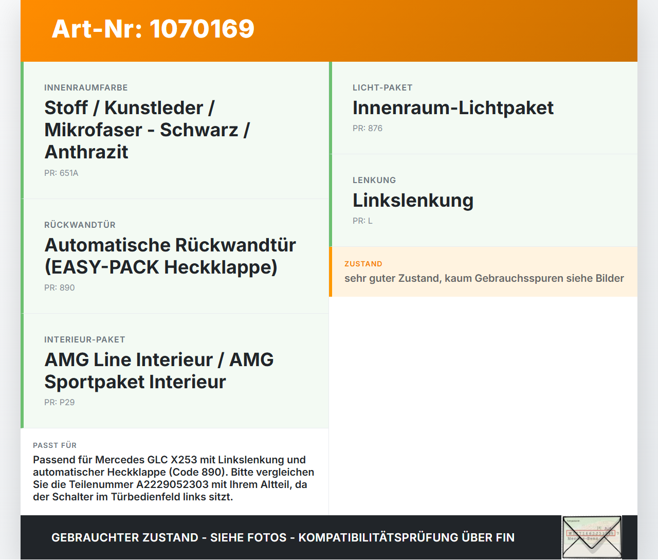 Mercedes X253 15-19 Schalter Taster für Heckklappe Mercedes X253 15-19 14.09.2015 A2229052303 2229052303 151859051... Vorschau 3